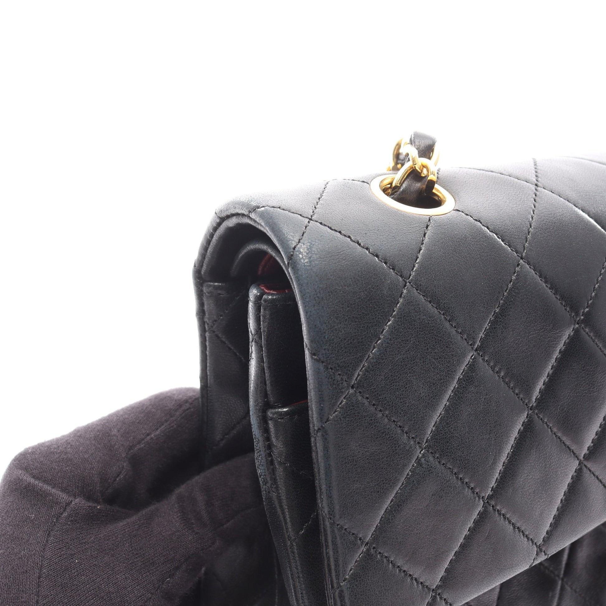マトラッセ Wフラップ Wチェーンショルダーバッグ ラムスキン ブラック ゴールド金具 シャネル バッグ CHANEL