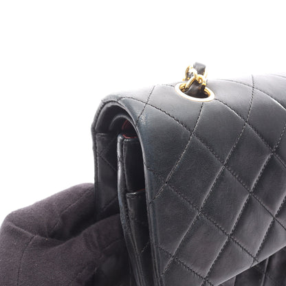 マトラッセ Wフラップ Wチェーンショルダーバッグ ラムスキン ブラック ゴールド金具 シャネル バッグ CHANEL