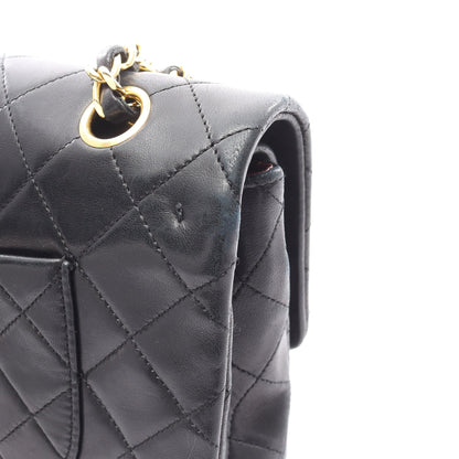 マトラッセ Wフラップ Wチェーンショルダーバッグ ラムスキン ブラック ゴールド金具 シャネル バッグ CHANEL