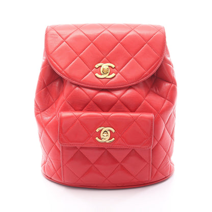 マトラッセ バックパック リュックサック ラムスキン レッド ゴールド金具 シャネル バッグ CHANEL