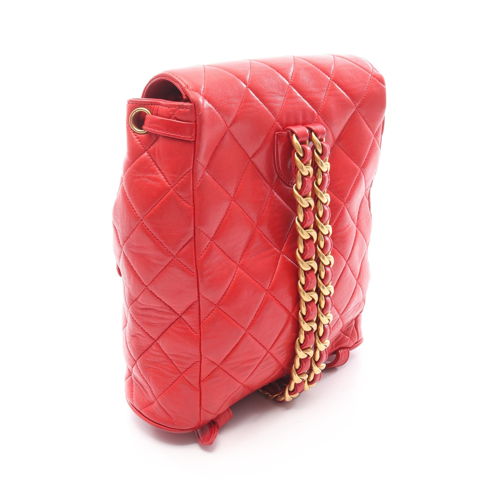 マトラッセ バックパック リュックサック ラムスキン レッド ゴールド金具 シャネル バッグ CHANEL