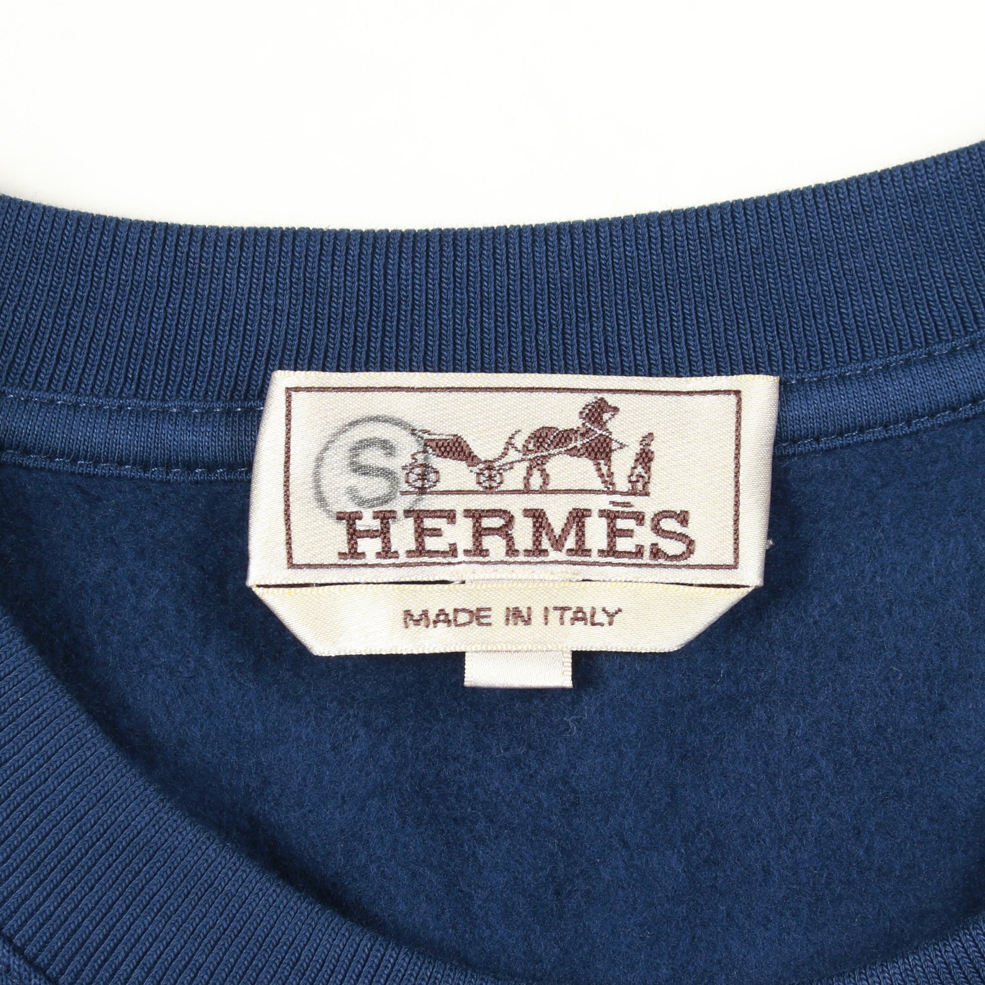 ランH スウェットシャツ クルーネック コットン ダークブルー エルメス トップス HERMES