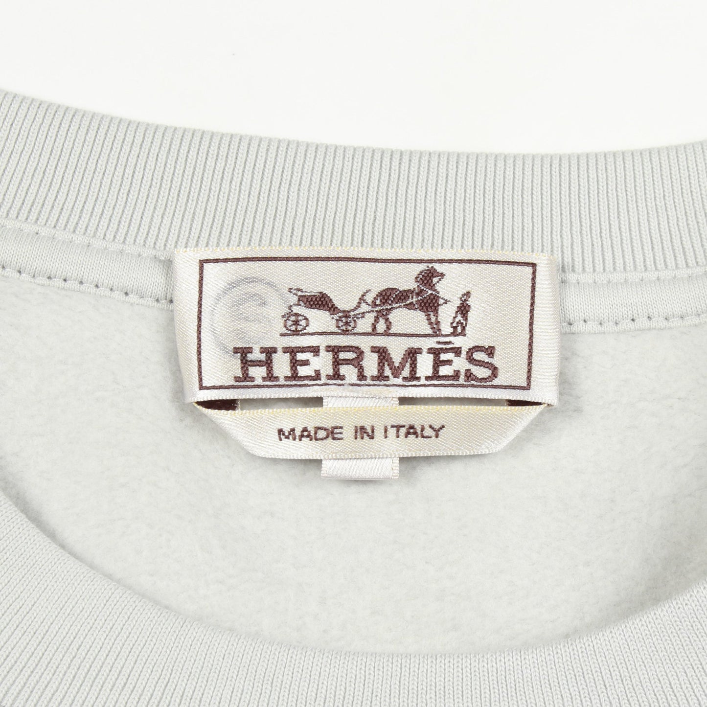 ランH スウェットシャツ クルーネック コットン ライトグレー エルメス トップス HERMES