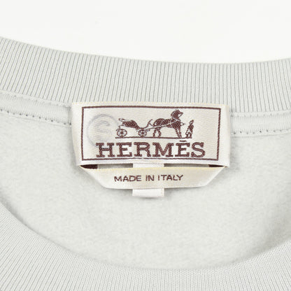 ランH スウェットシャツ クルーネック コットン ライトグレー エルメス トップス HERMES