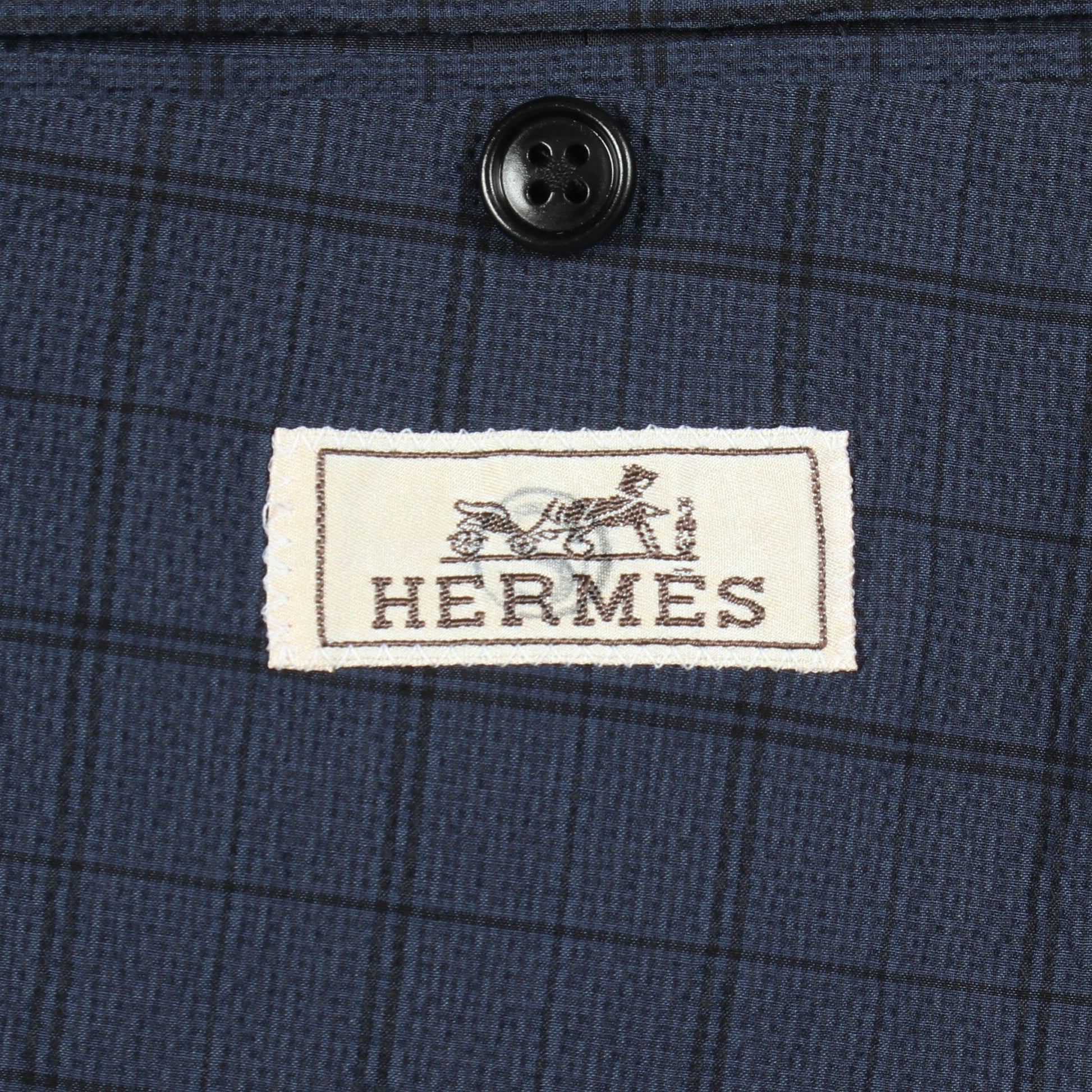 テーラードジャケット チェック コットン シルク ネイビー エルメス アウター HERMES