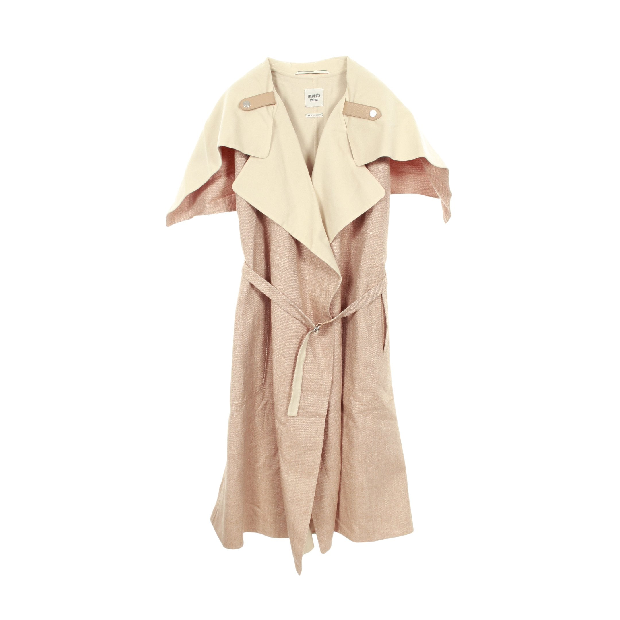 ロングベスト ノースリーブ ラップ コート カシミヤ リネン シルク