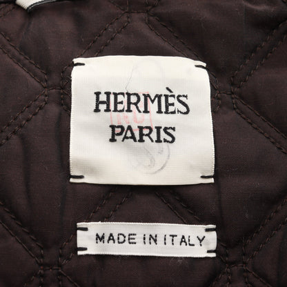 ジャケット スタッズ ウール カシミヤ レザー ブラウン 切替 エルメス アウター HERMES