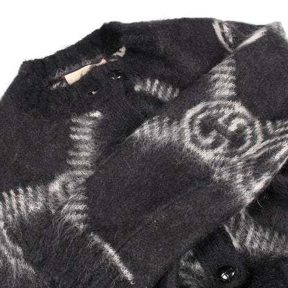 GGロゴ カーディガン モヘヤ ブラック ライトグレー グッチ トップス GUCCI