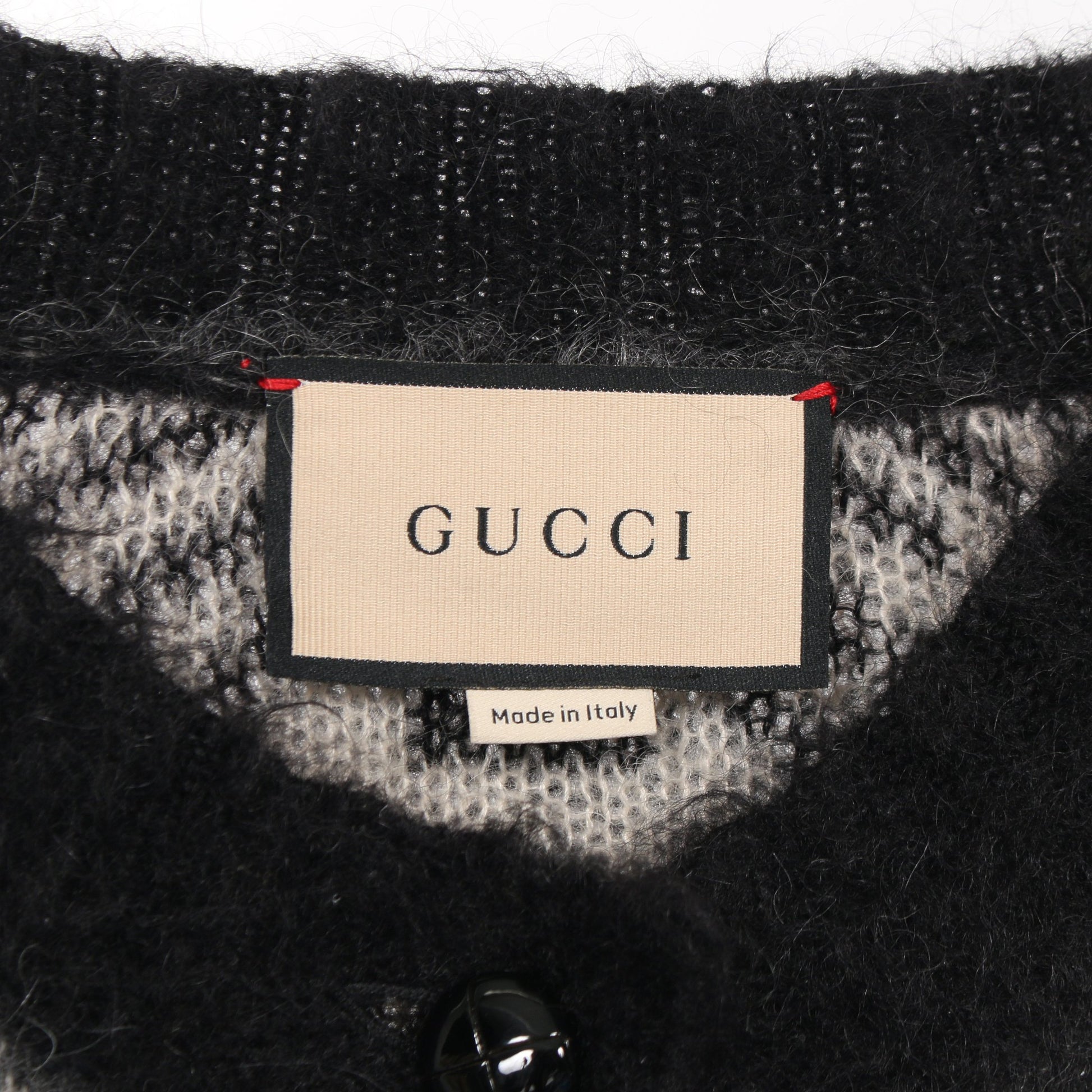 GGロゴ カーディガン モヘヤ ブラック ライトグレー グッチ トップス GUCCI