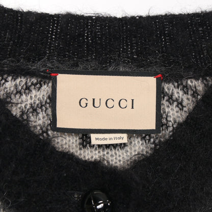 GGロゴ カーディガン モヘヤ ブラック ライトグレー グッチ トップス GUCCI