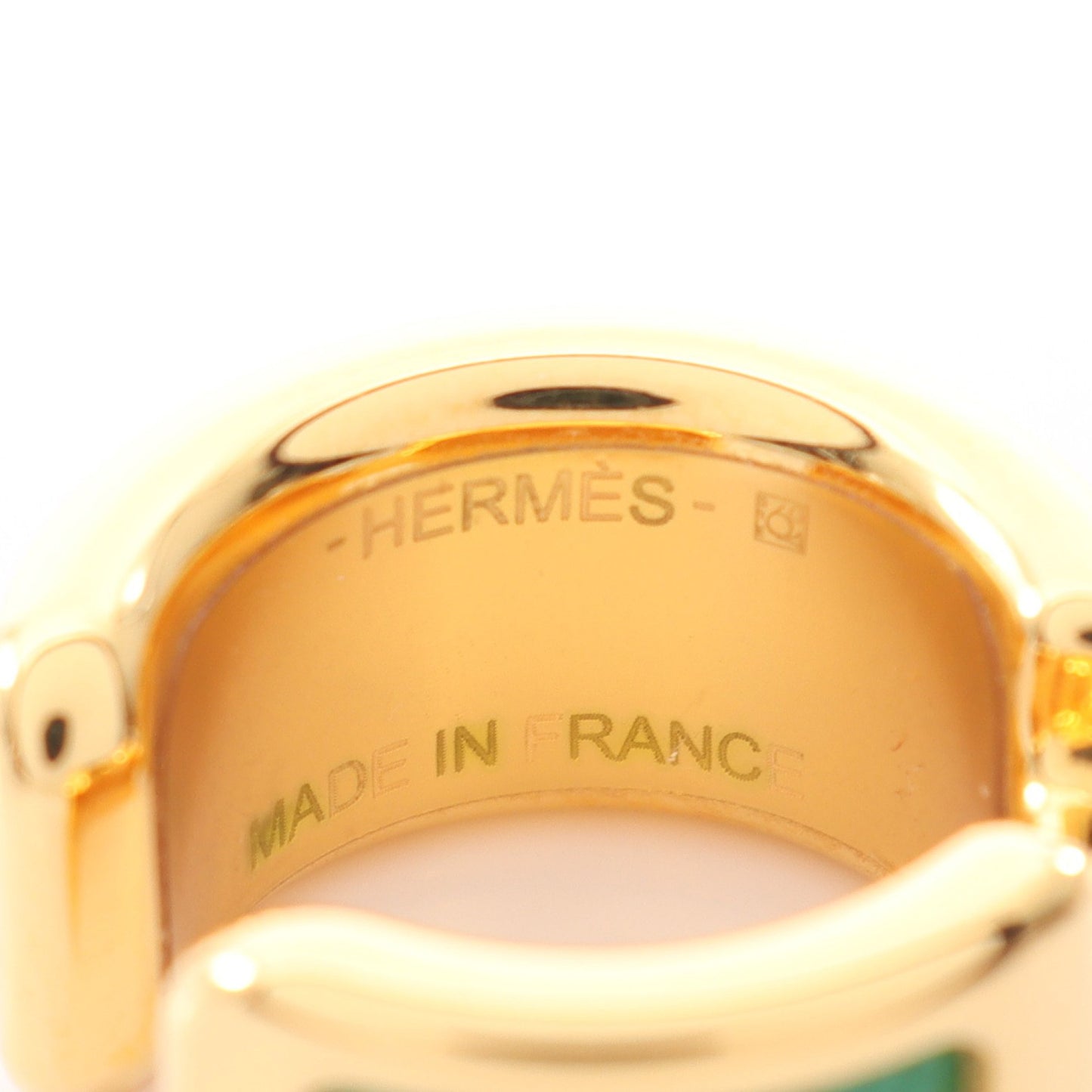 オランプPM イヤーカフ GP レザー ゴールド グリーン エルメス アクセサリー HERMES