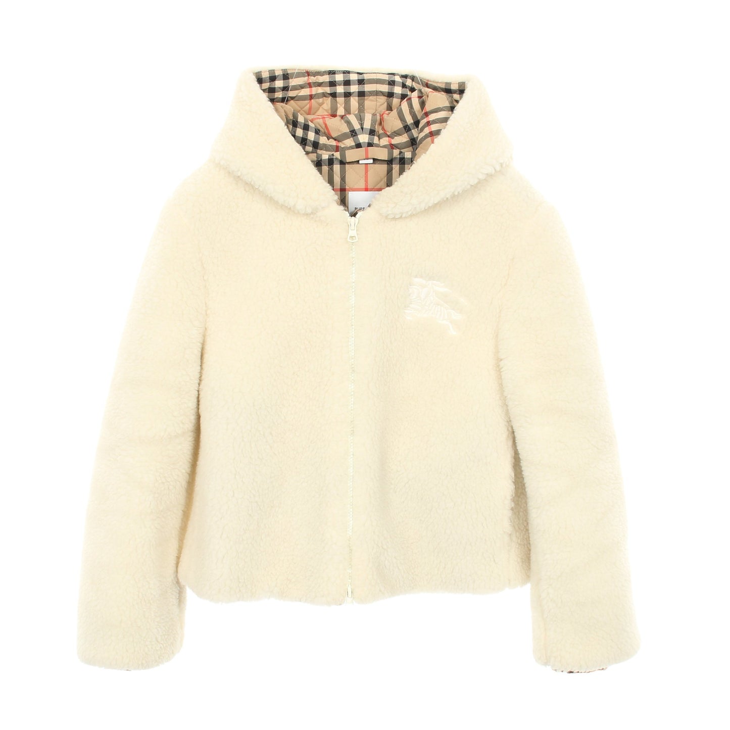 ボア ブルゾン 刺繍 カシミヤ オフホワイト フード付き バーバリー アウター BURBERRY