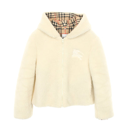 ボア ブルゾン 刺繍 カシミヤ オフホワイト フード付き バーバリー アウター BURBERRY