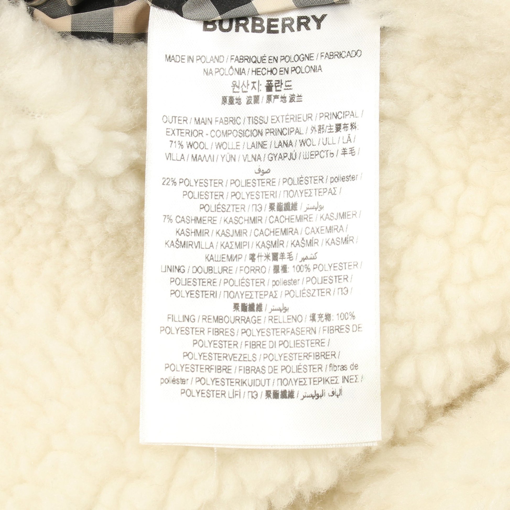 ボア ブルゾン 刺繍 カシミヤ オフホワイト フード付き バーバリー アウター BURBERRY