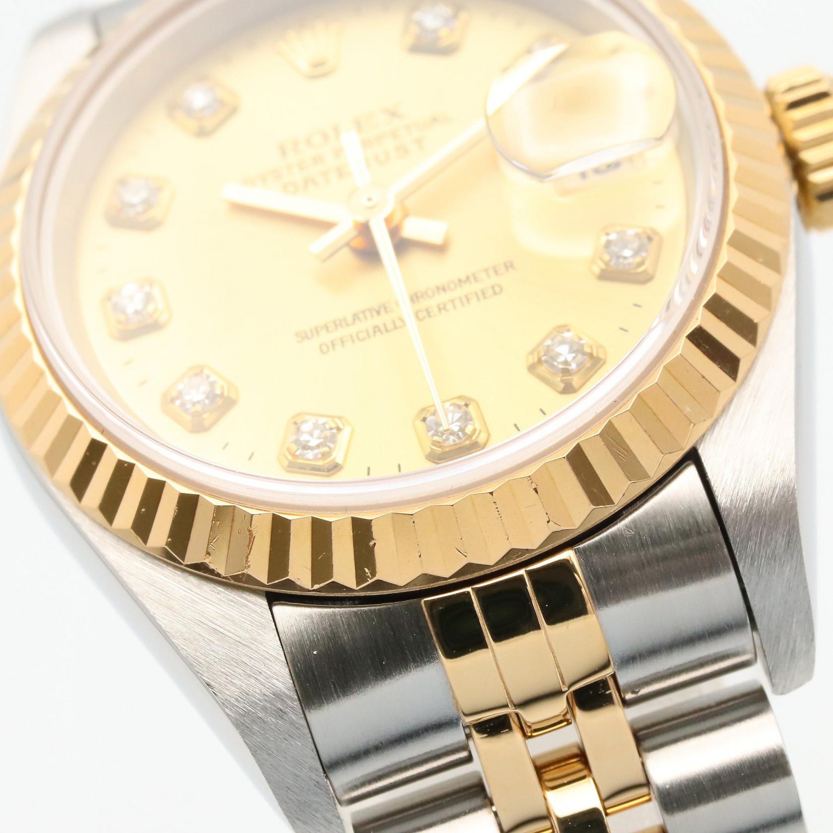 デイトジャスト 10Pダイヤ U番 レディース 腕時計 自動巻き K18YG SS