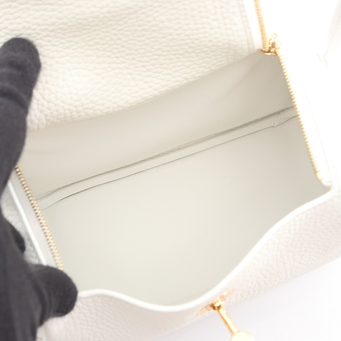 リンディ ミニ ニューホワイト ショルダーバッグ トリヨンクレマンス ホワイト ゴールド金具 B刻印 エルメス バッグ HERMES