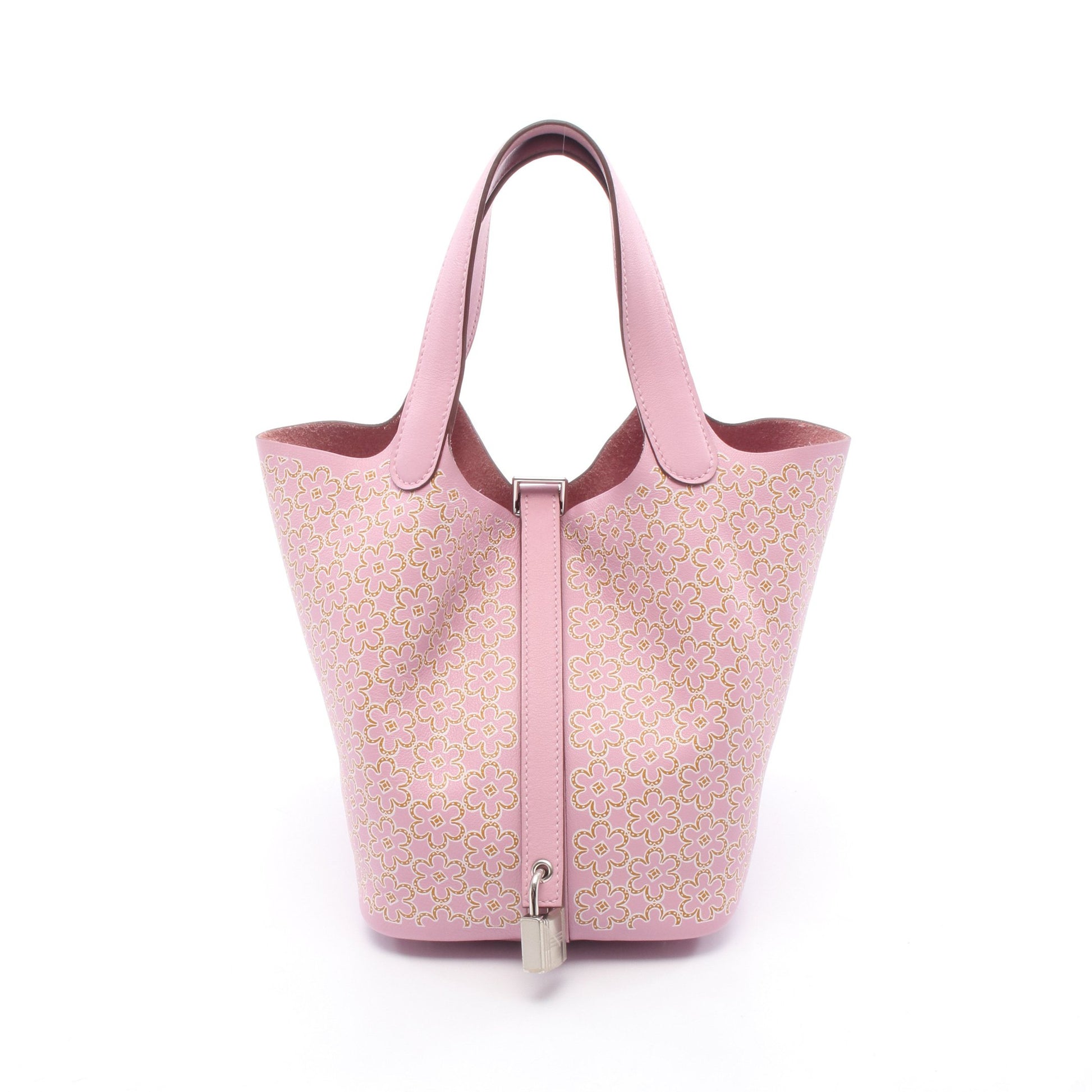 ピコタンロックPM ラッキーデイジー モーヴシルベストル ハンドバッグ ヴォースイフト ピンク シルバー金具 U刻印 エルメス バッグ HERMES