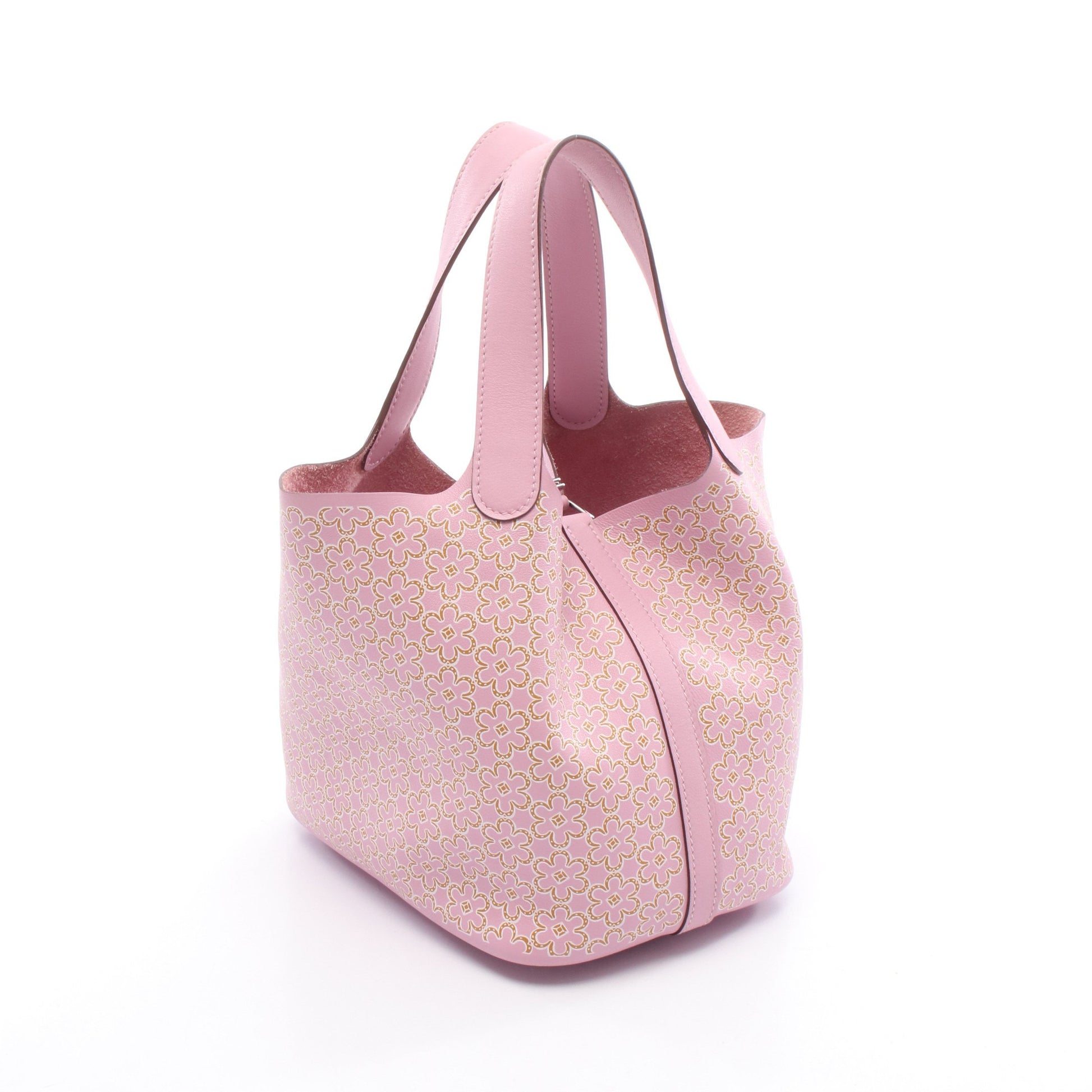 ピコタンロックPM ラッキーデイジー モーヴシルベストル ハンドバッグ ヴォースイフト ピンク シルバー金具 U刻印 エルメス バッグ HERMES