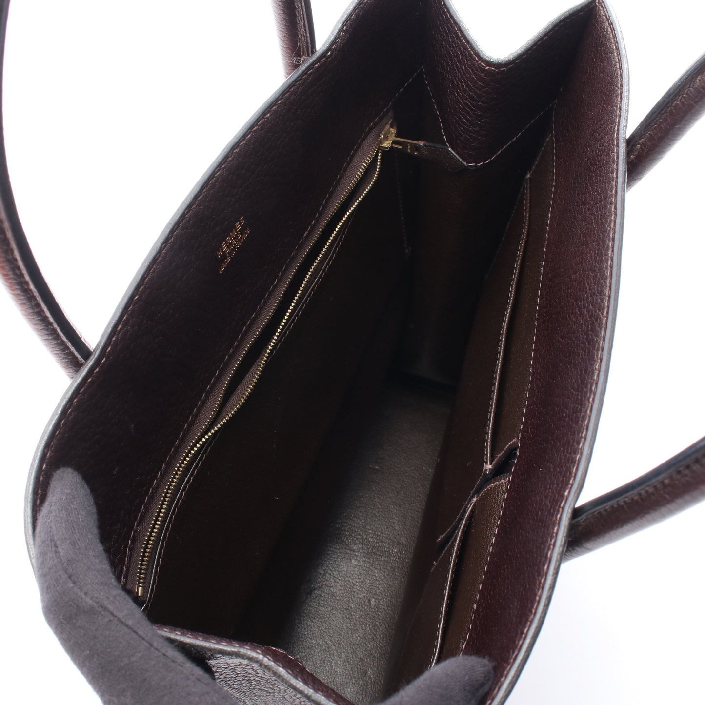 ホワイトバスアップ エベンヌ ハンドバッグ トートバッグ フィヨルド ダークブラウン ゴールド金具 □F刻印 エルメス バッグ HERMES