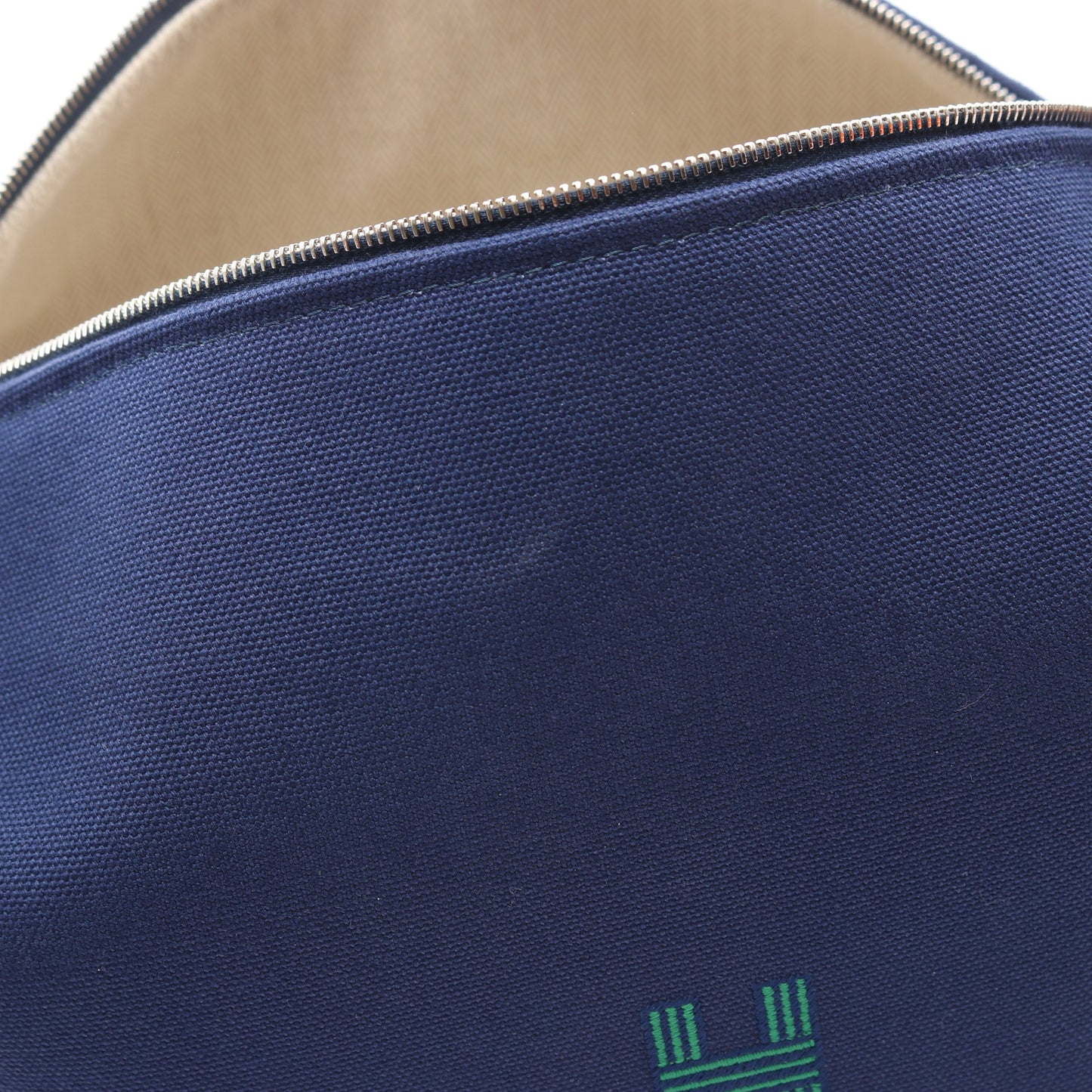 ブリッドアブラックGM ハンドバッグ キャンバス ネイビー グリーン シルバー金具 エルメス バッグ HERMES