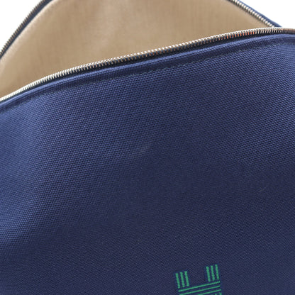ブリッドアブラックGM ハンドバッグ キャンバス ネイビー グリーン シルバー金具 エルメス バッグ HERMES