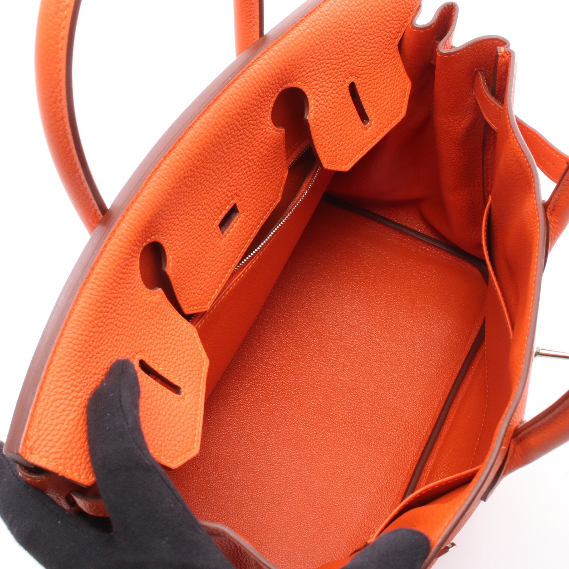 バーキン30 オレンジポピー ハンドバッグ トゴ オレンジ シルバー金具