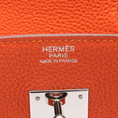 バーキン30 オレンジポピー ハンドバッグ トゴ オレンジ シルバー金具 T刻印 エルメス バッグ HERMES
