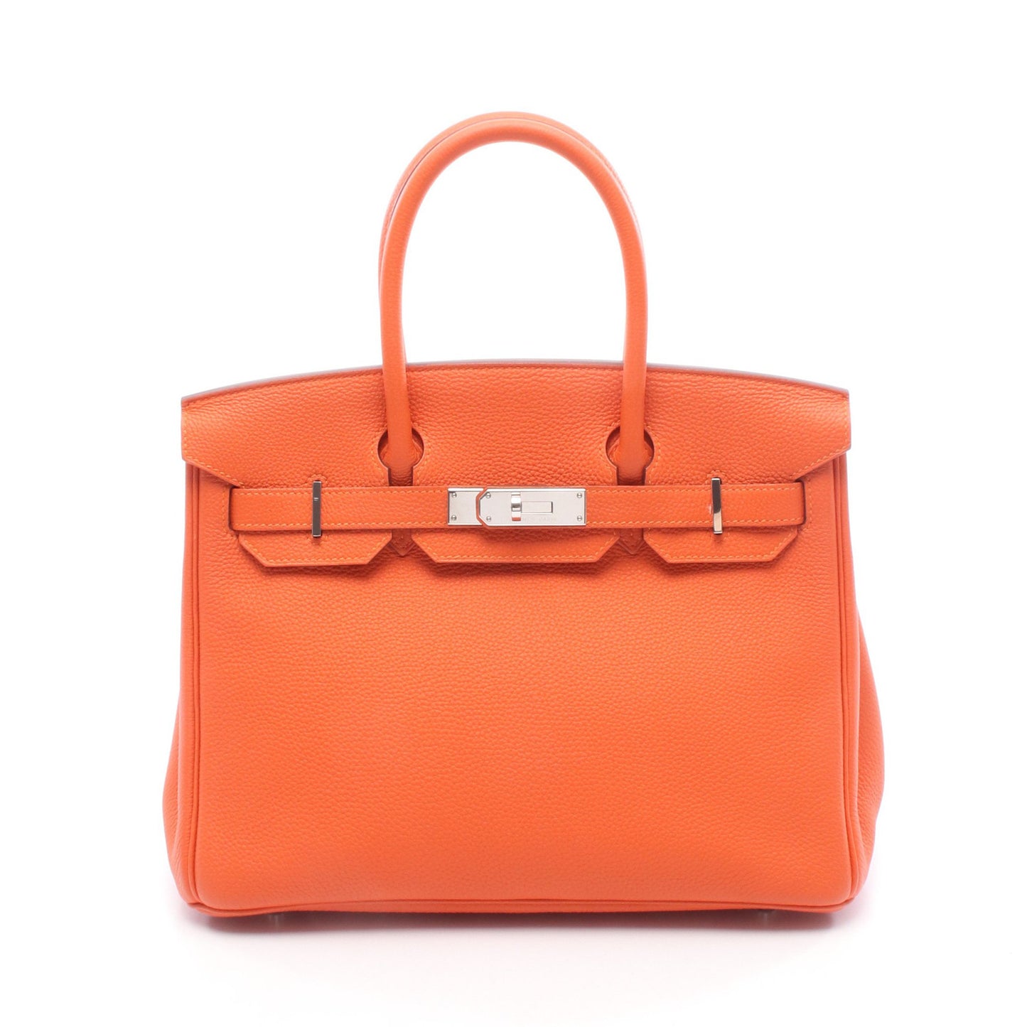 バーキン30 オレンジポピー ハンドバッグ トゴ オレンジ シルバー金具 T刻印 エルメス バッグ HERMES