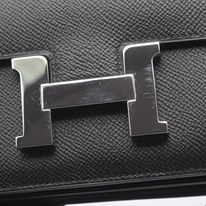 コンスタンスエラン3 ショルダーバッグ ヴォーエプソン ブラック シルバー金具 □O刻印 エルメス バッグ HERMES