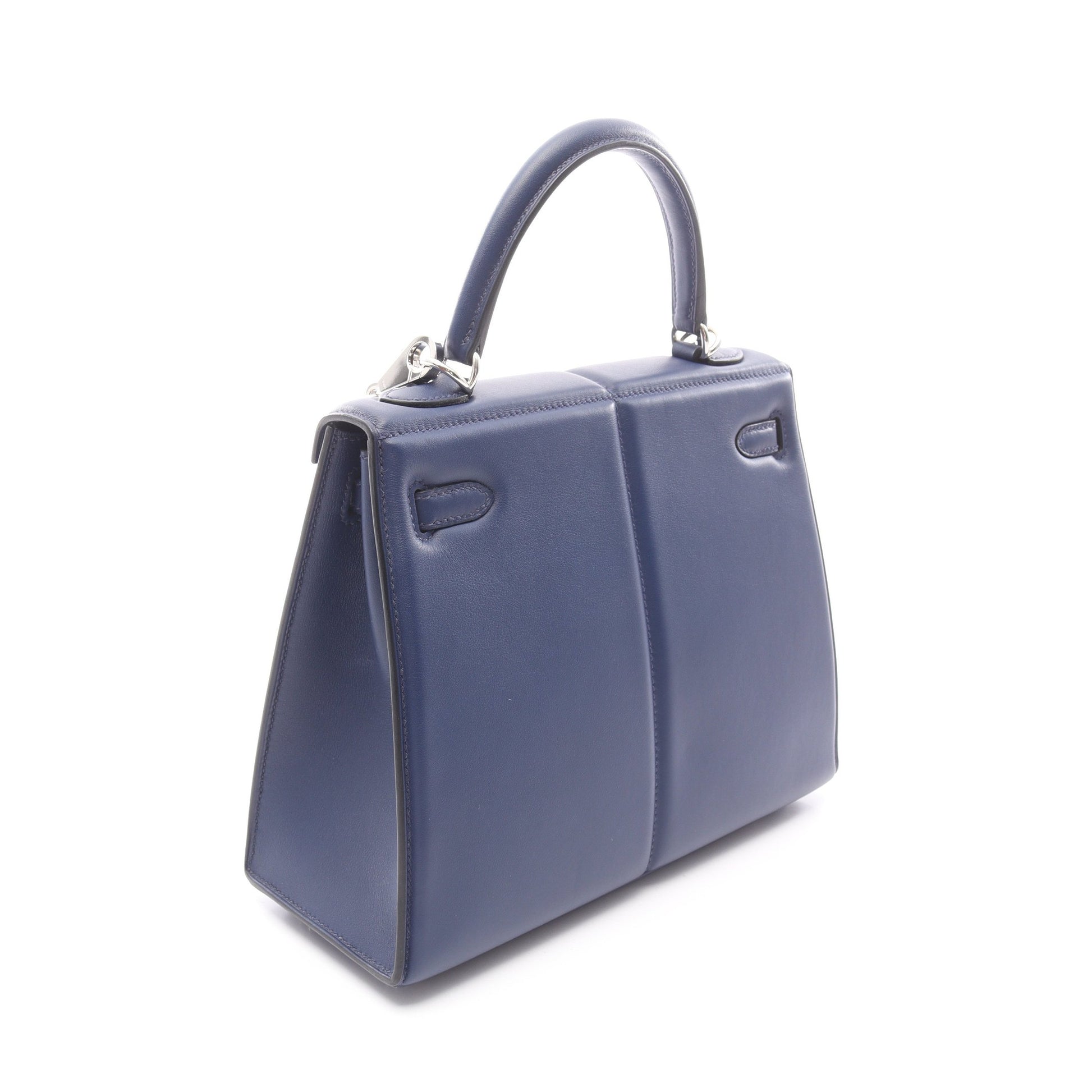 ケリーパデッド25 ブルーサフィール ハンドバッグ ヴォースイフト ネイビー シルバー金具 外縫い 2WAY Z刻印 エルメス バッグ HERMES