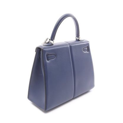 ケリーパデッド25 ブルーサフィール ハンドバッグ ヴォースイフト ネイビー シルバー金具 外縫い 2WAY Z刻印 エルメス バッグ HERMES