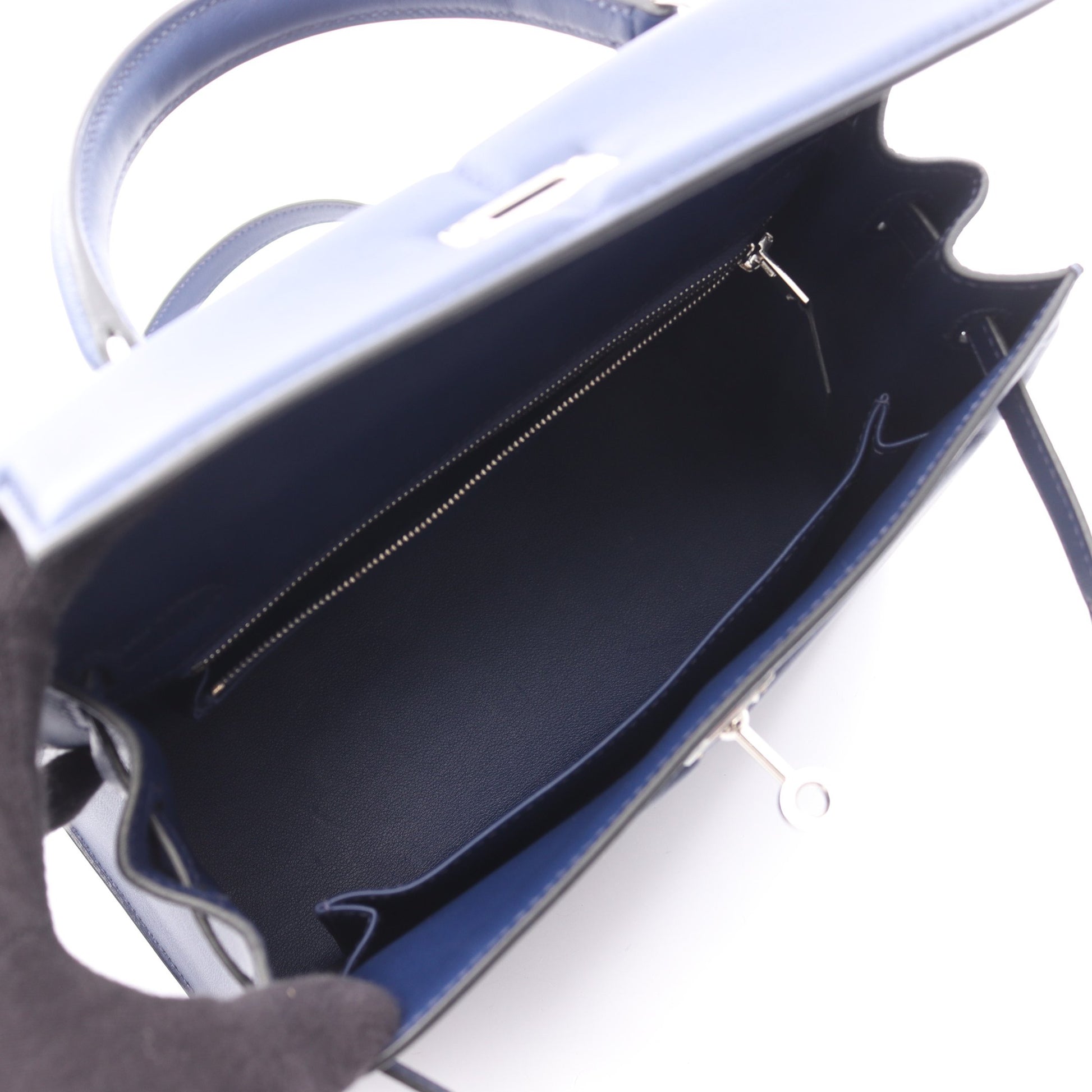ケリーパデッド25 ブルーサフィール ハンドバッグ ヴォースイフト ネイビー シルバー金具 外縫い 2WAY Z刻印 エルメス バッグ HERMES