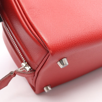 サックアンヴィ26 ルージュガランス ハンドバッグ ヴォーエプソン レッド シルバー金具 □K刻印 エルメス バッグ HERMES