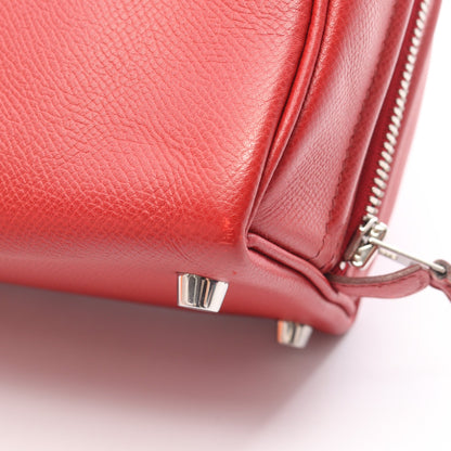 サックアンヴィ26 ルージュガランス ハンドバッグ ヴォーエプソン レッド シルバー金具 □K刻印 エルメス バッグ HERMES