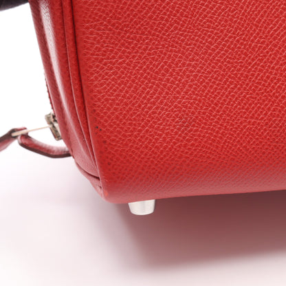 サックアンヴィ26 ルージュガランス ハンドバッグ ヴォーエプソン レッド シルバー金具 □K刻印 エルメス バッグ HERMES