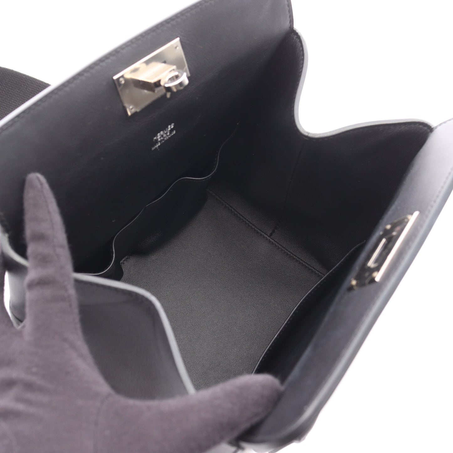 ツールボックス20 ハンドバッグ ヴォースイフト ブラック シルバー金具 2WAY A刻印 エルメス