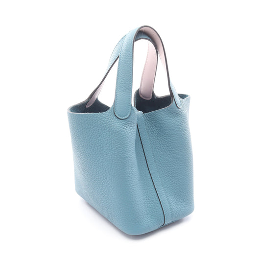 ピコタンロックPM エクラ ニューブルージーン モーヴペール ハンドバッグ トリヨンクレマンス ブルー ライトピンク シルバー金具 W刻印 エルメス