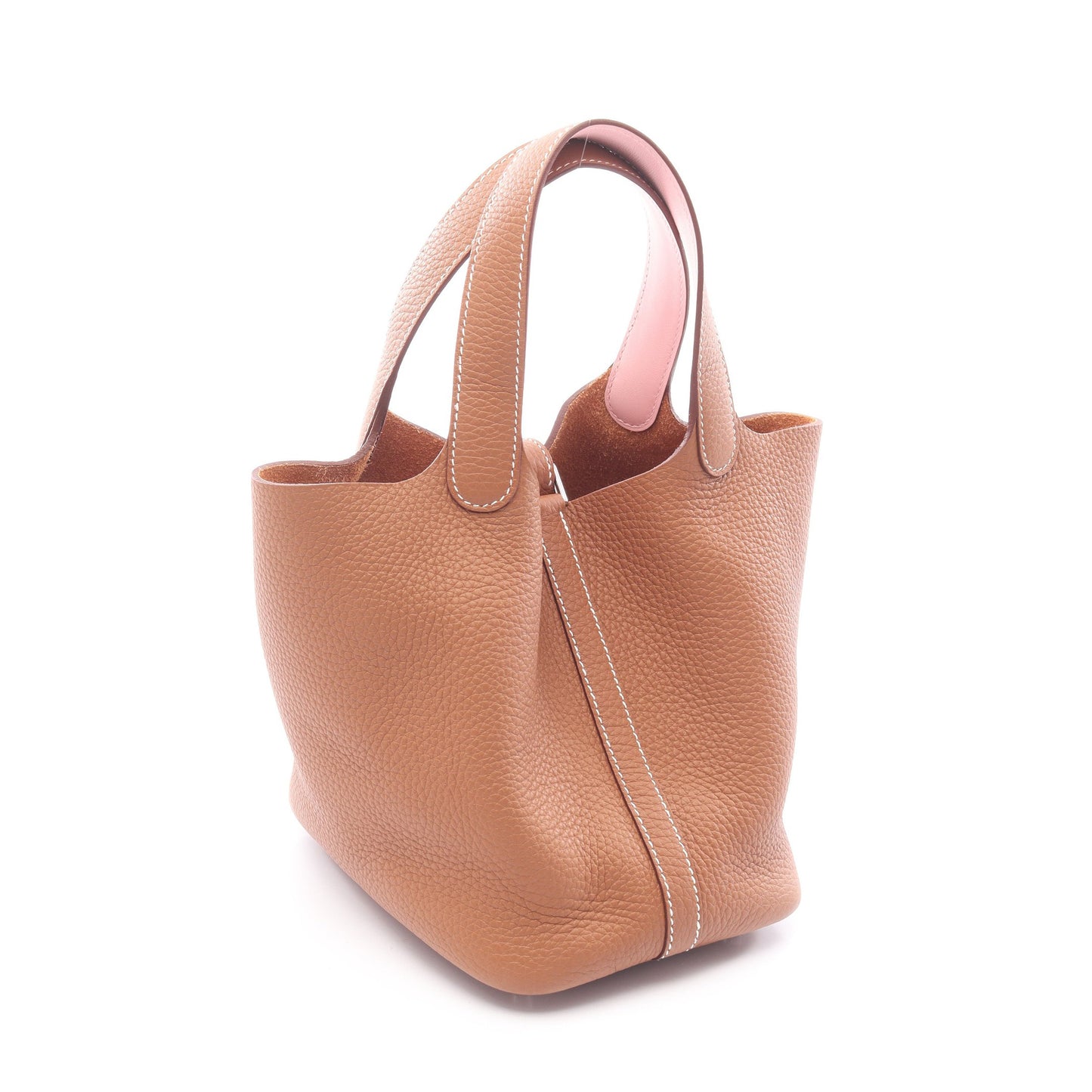 ピコタンロックPM エクラ ゴールド ローズサクラ ハンドバッグ トリヨンクレマンス ヴォースイフト ブラウン ライトピンク シルバー金具 K刻印 エルメス