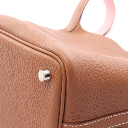 ピコタンロックPM エクラ ゴールド ローズサクラ ハンドバッグ トリヨンクレマンス ヴォースイフト ブラウン ライトピンク シルバー金具 K刻印 エルメス