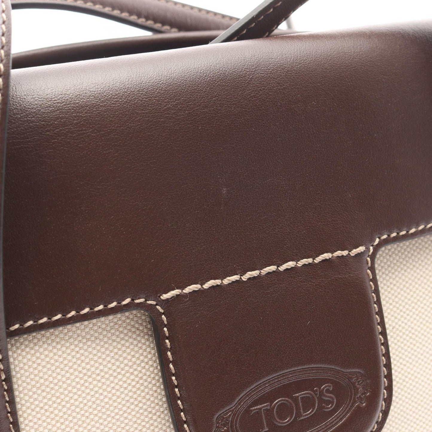 ニュージョイ ショルダーバッグ トートバッグ キャンバス レザー ベージュ ダークブラウン トッズ バッグ TOD'S