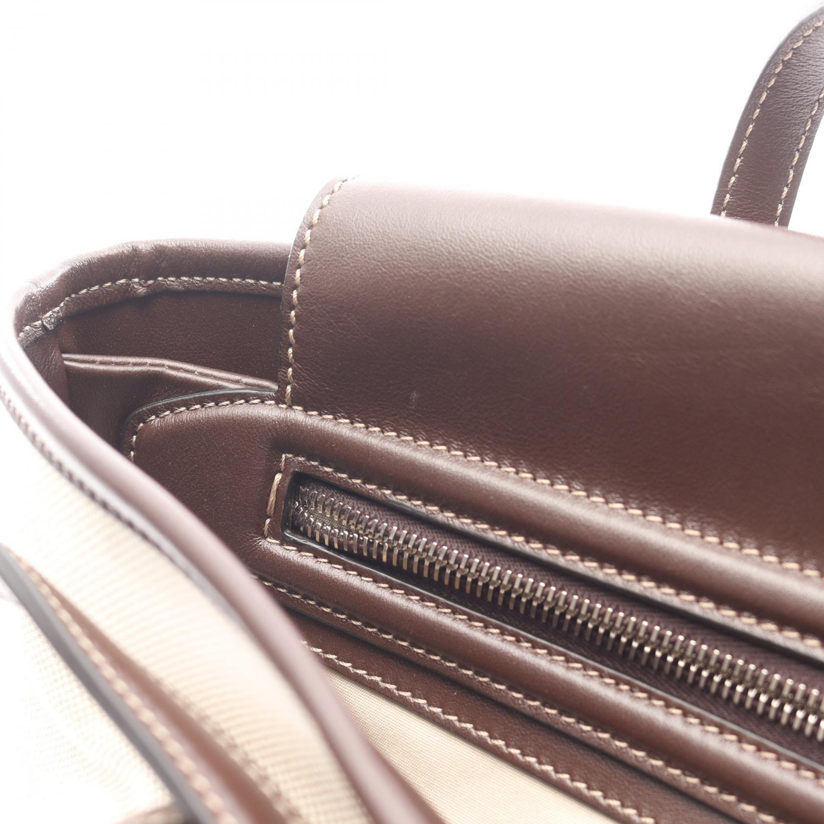 ニュージョイ ショルダーバッグ トートバッグ キャンバス レザー ベージュ ダークブラウン トッズ バッグ TOD'S