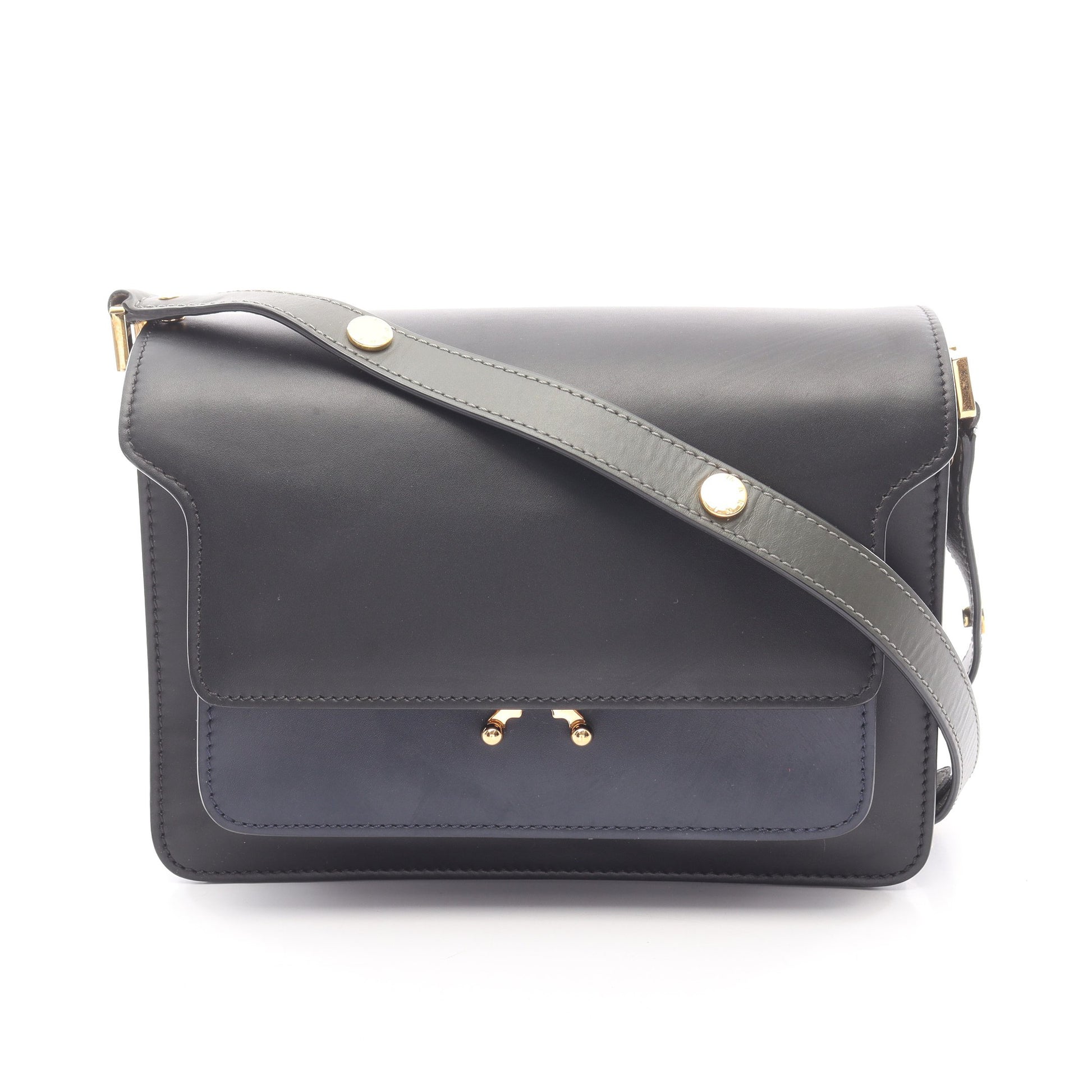 TRUNK トランク ミディアム ショルダーバッグ レザー ブラック ネイビー マルニ バッグ MARNI