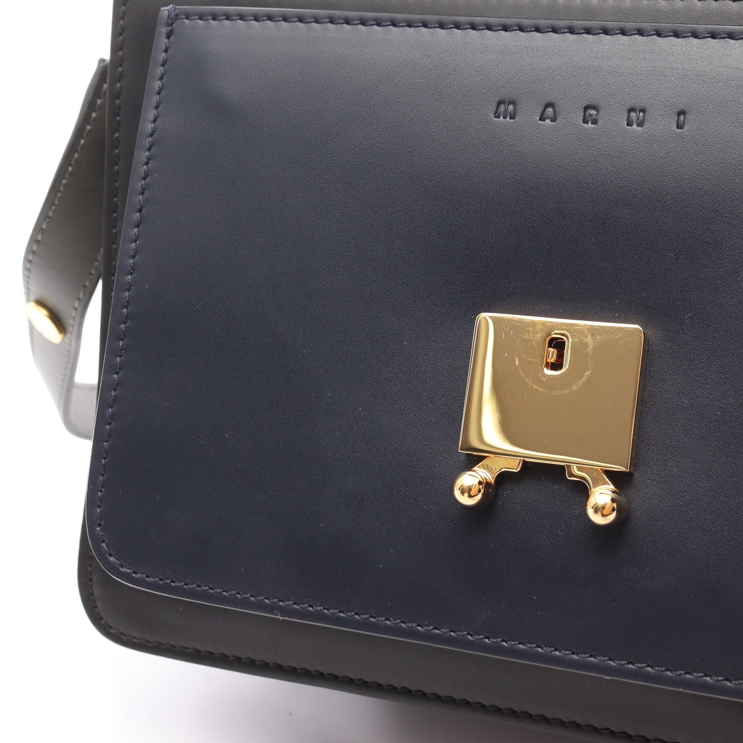 TRUNK トランク ミディアム ショルダーバッグ レザー ブラック ネイビー マルニ バッグ MARNI