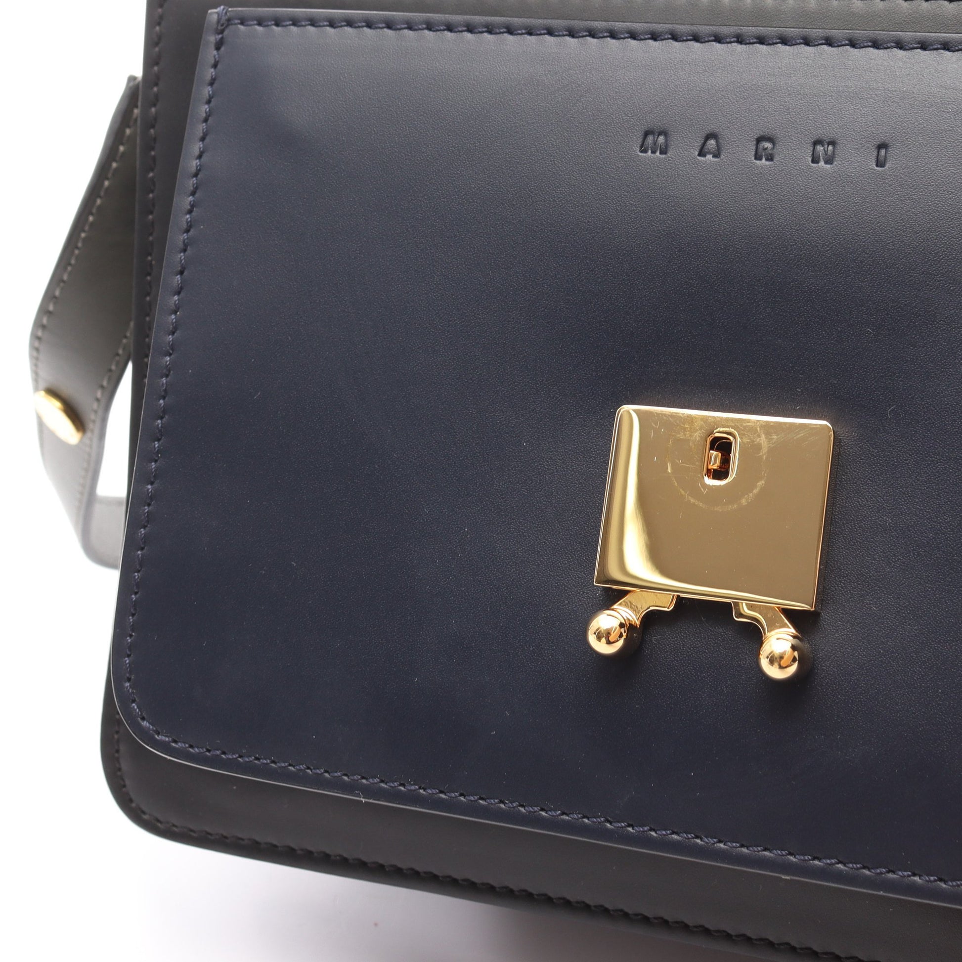 TRUNK トランク ミディアム ショルダーバッグ レザー ブラック ネイビー マルニ バッグ MARNI