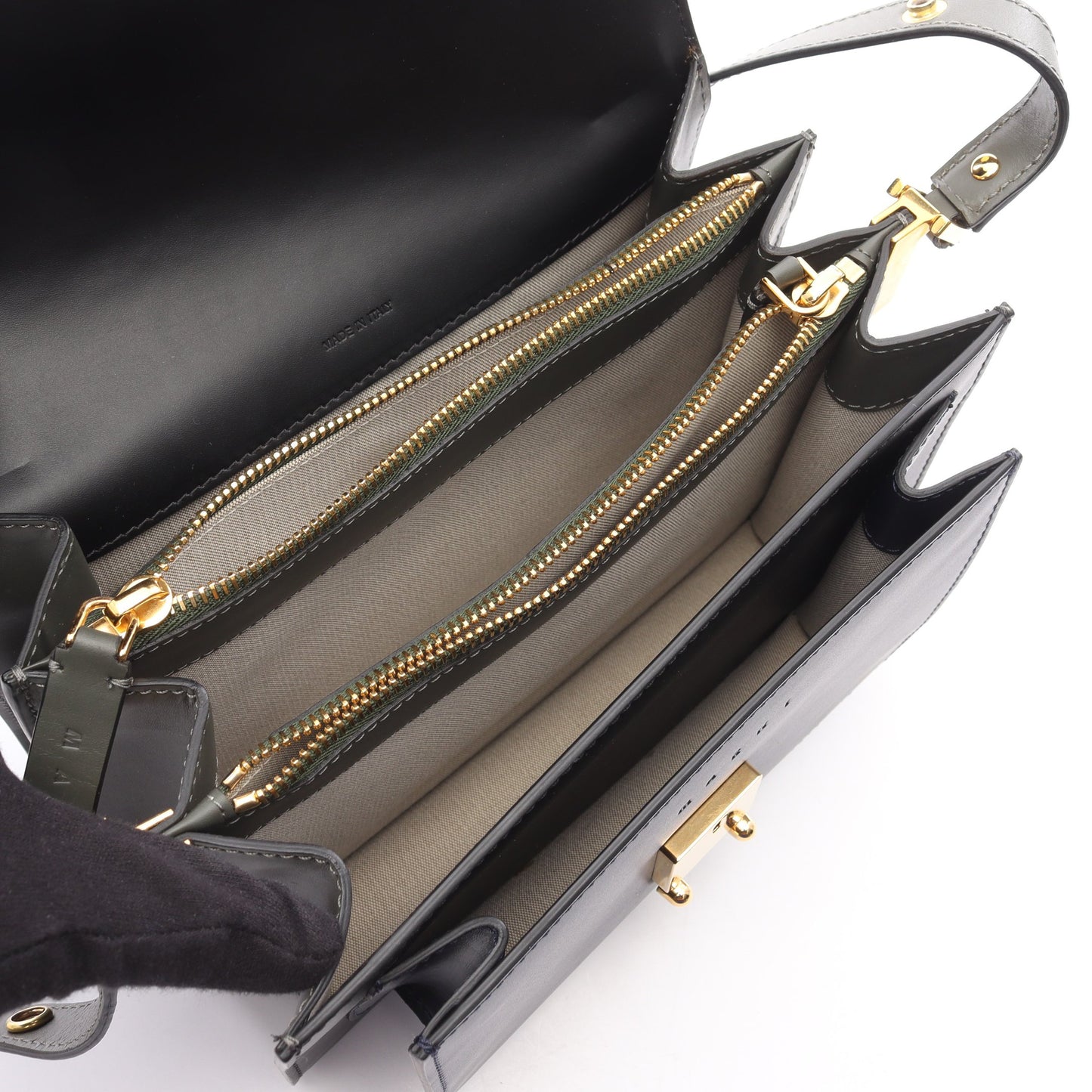 TRUNK トランク ミディアム ショルダーバッグ レザー ブラック ネイビー マルニ バッグ MARNI
