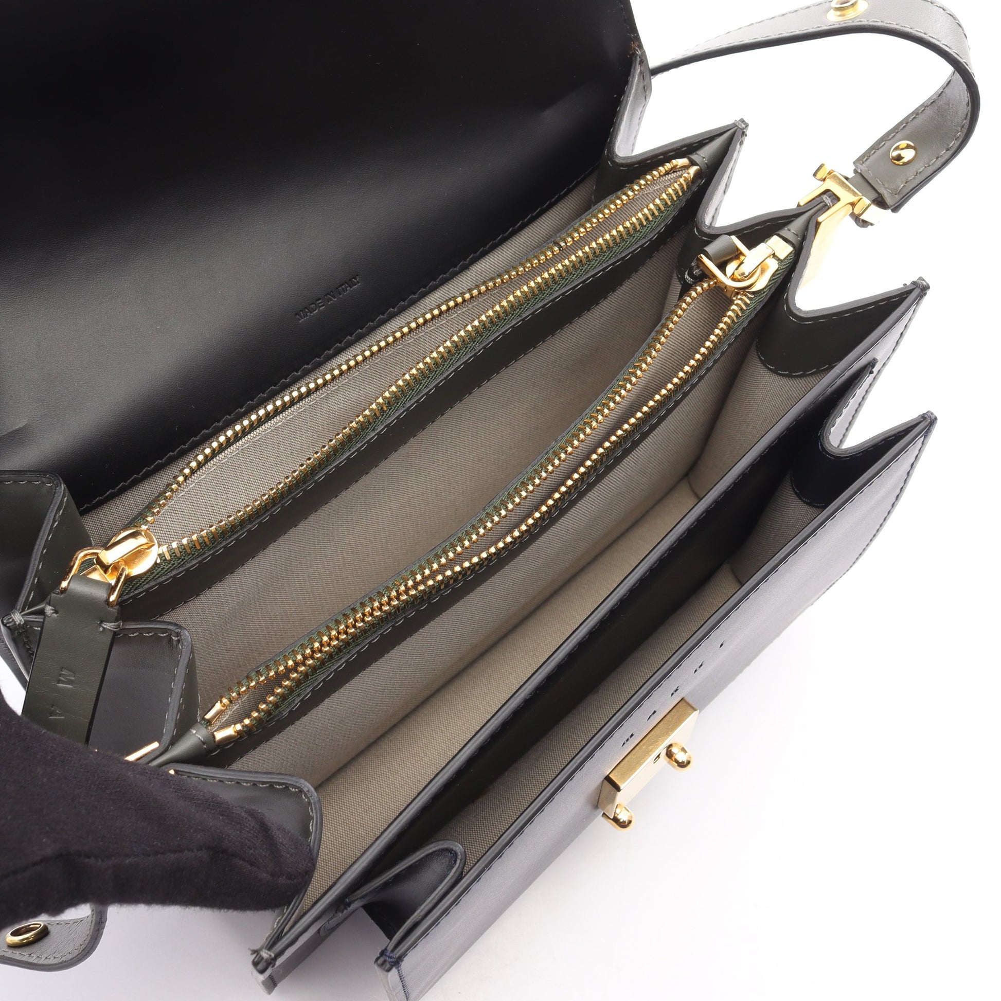 TRUNK トランク ミディアム ショルダーバッグ レザー ブラック ネイビー マルニ バッグ MARNI