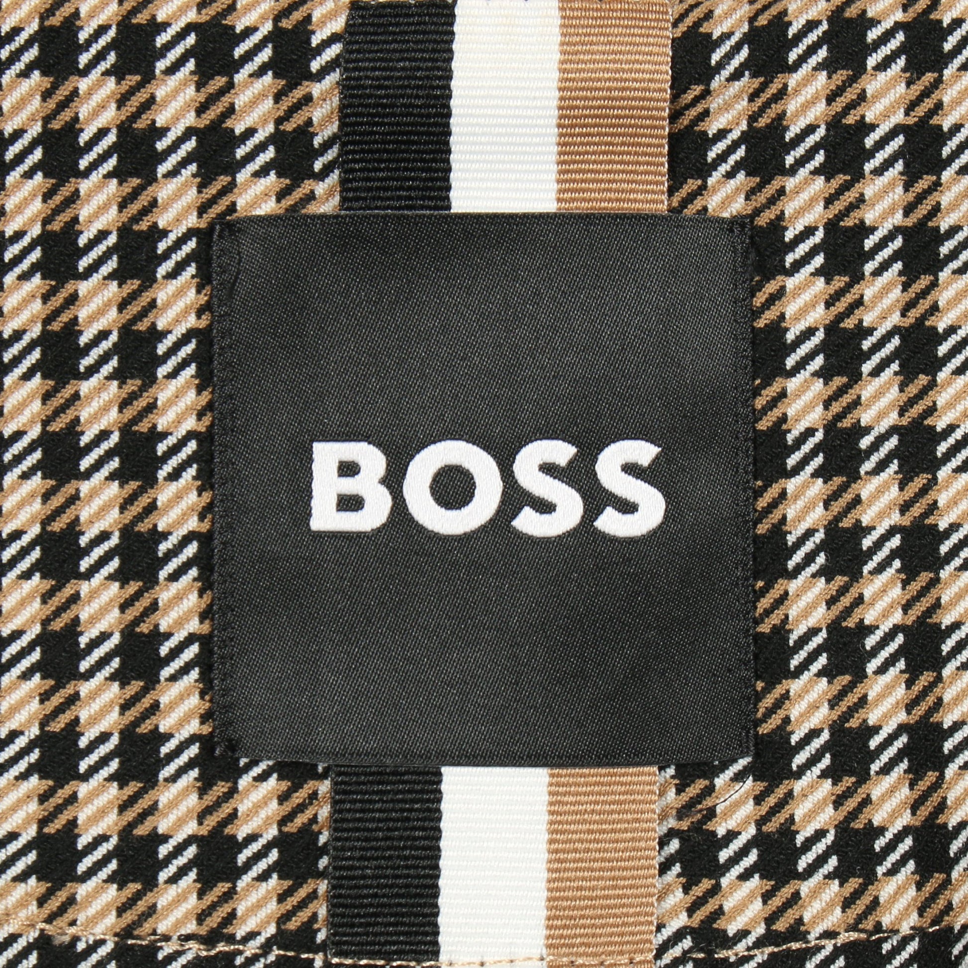 ジップアップ ブルゾン チェック レーヨン ブラック ブラウン ボス アウター BOSS