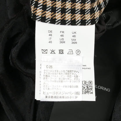 ジップアップ ブルゾン チェック レーヨン ブラック ブラウン ボス アウター BOSS