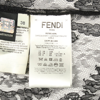 総レース ブラウス ナイロン コットン ブラック フェンディ トップス FENDI