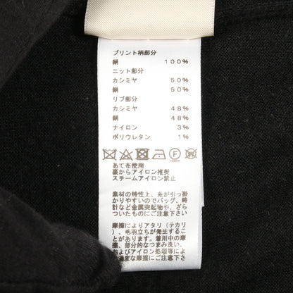 ツイルレーヌ HARNAIS DE COUR ニット カシミヤ シルク ブラック イエローグリーン スカーフ切替 エルメス トップス HERMES